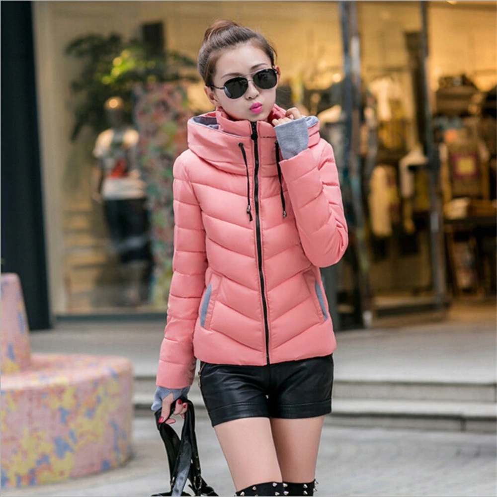 Pink Puffer Lightweight Coat with Double Collar - Picture 3 of 4